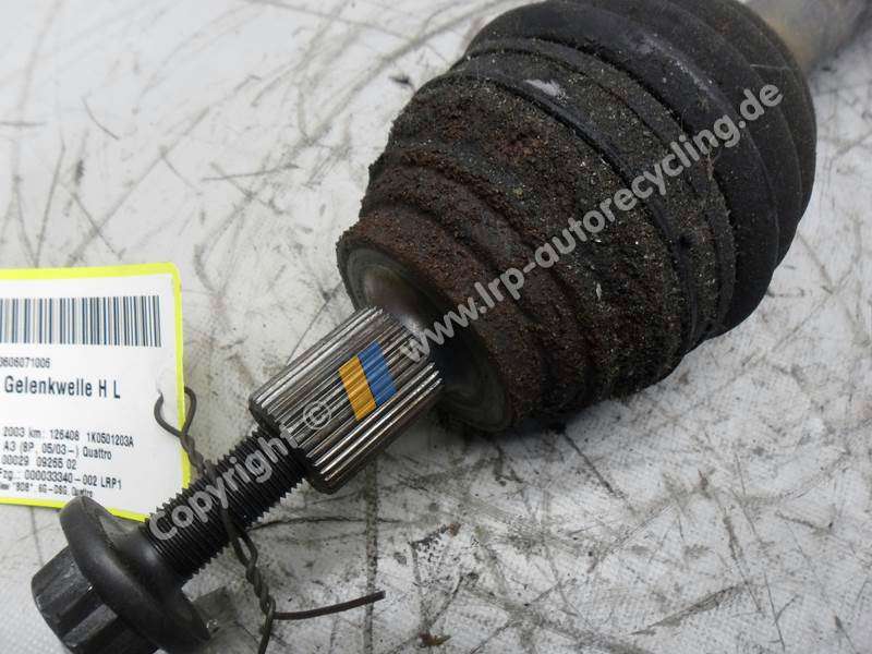 Audi A3 8P original Antriebswelle Gelenkwelle hinten links 1K0501203A BJ2003